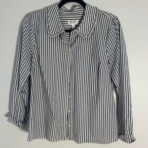 Candace Cameron Bure Striped Blouse Ruffle Collar size small‎